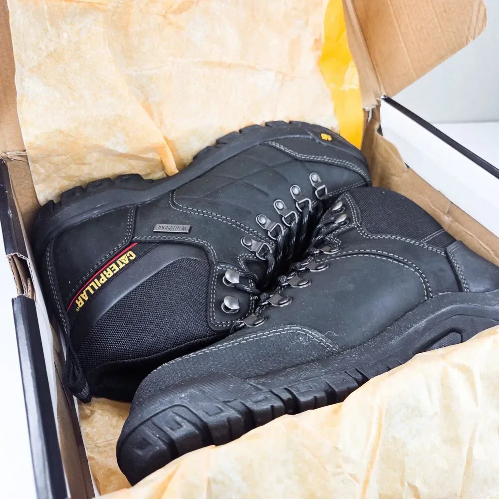 CAT Caterpillar Waterproof Black Leather Work Hiking Boots P74129 Men's Sz 9